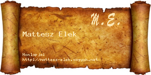 Mattesz Elek névjegykártya